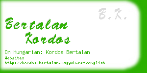 bertalan kordos business card